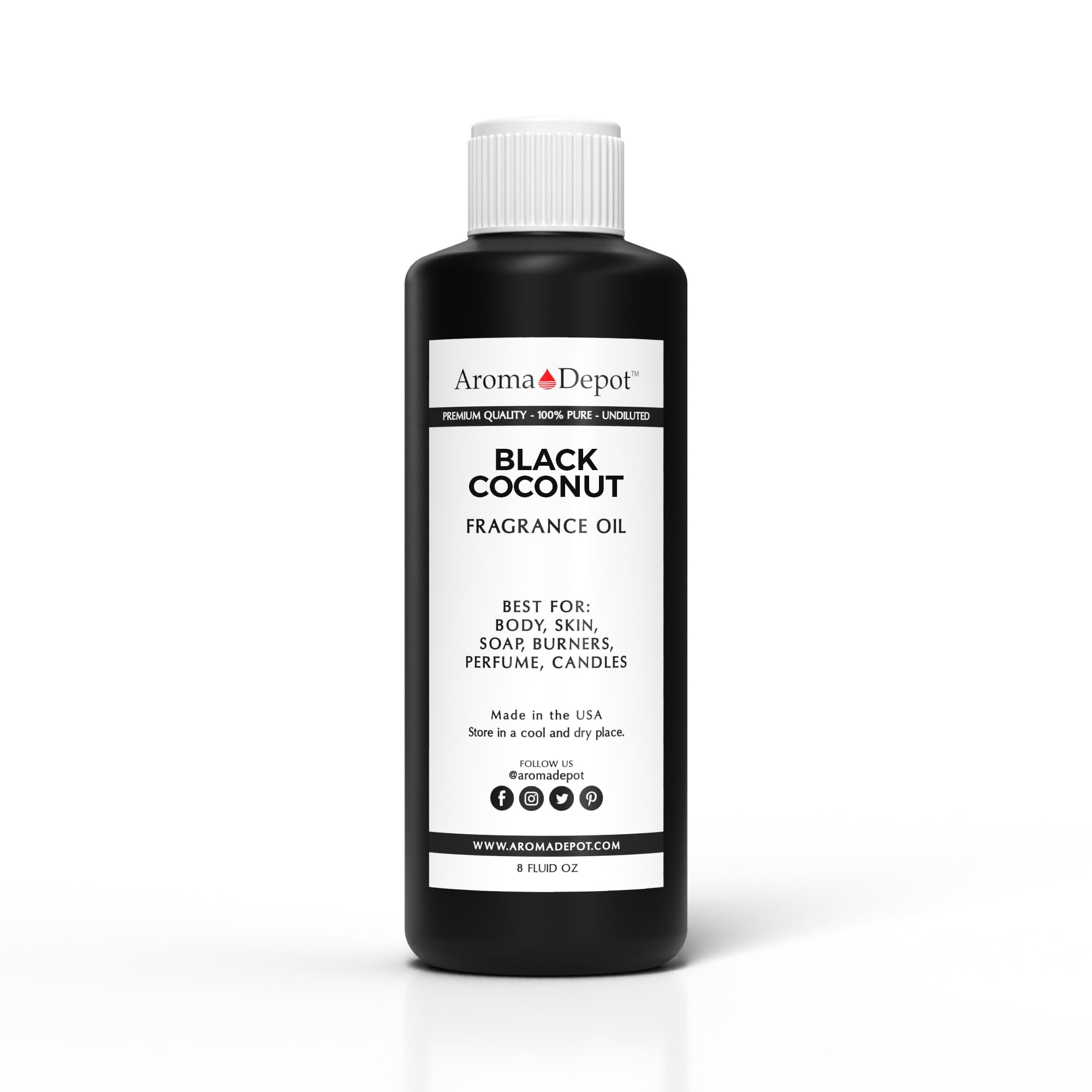 Aroma Depot Black Coconut Fragrance Oil 8 oz. Perfume Skin Oil, Scented Oil, is Great for Candles, Bath Bombs, Body Butters, Creams &amp; Lotions. Few Drops in The Diffuser, Burners, or Warmers.