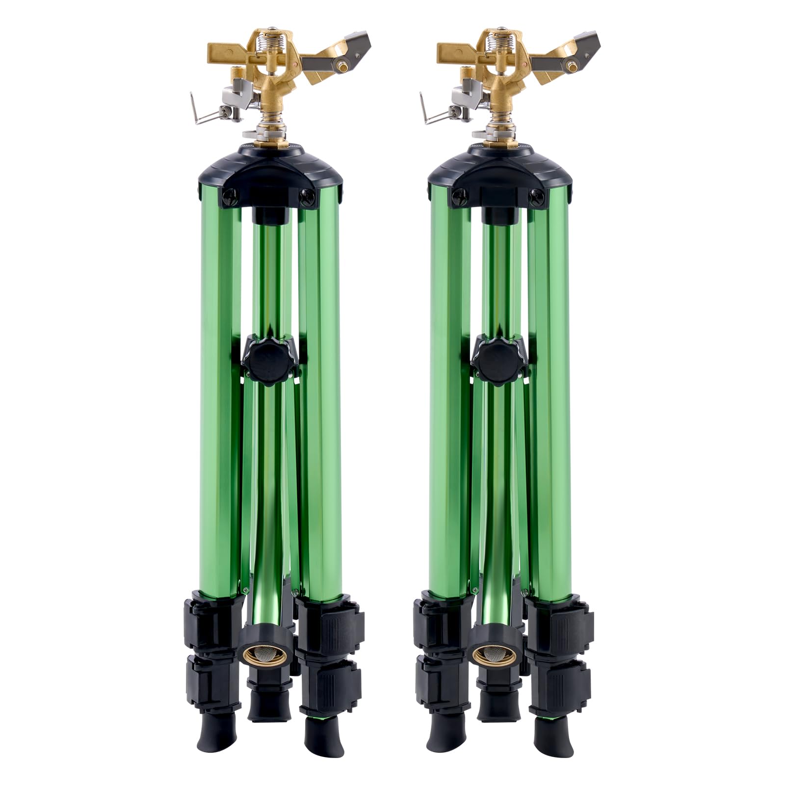 VEVOR Arroseur à Trépied à Impact, Lot de 2, avec Tête en Laiton et Connecteur G3/4 po, Arroseur d'Irrigation Robustes à Grande Surface à 360 degrés, Hauteur Réglable 430 mm 686 mm 940 mm, pour Cour