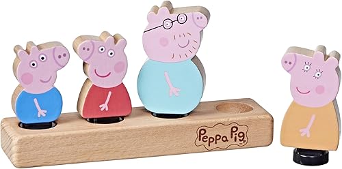 Peppa Pig figuras de madera de la familia, juguetes hechos de madera de origen responsable para niños y niñas mayores de 2 años (exclusivos de