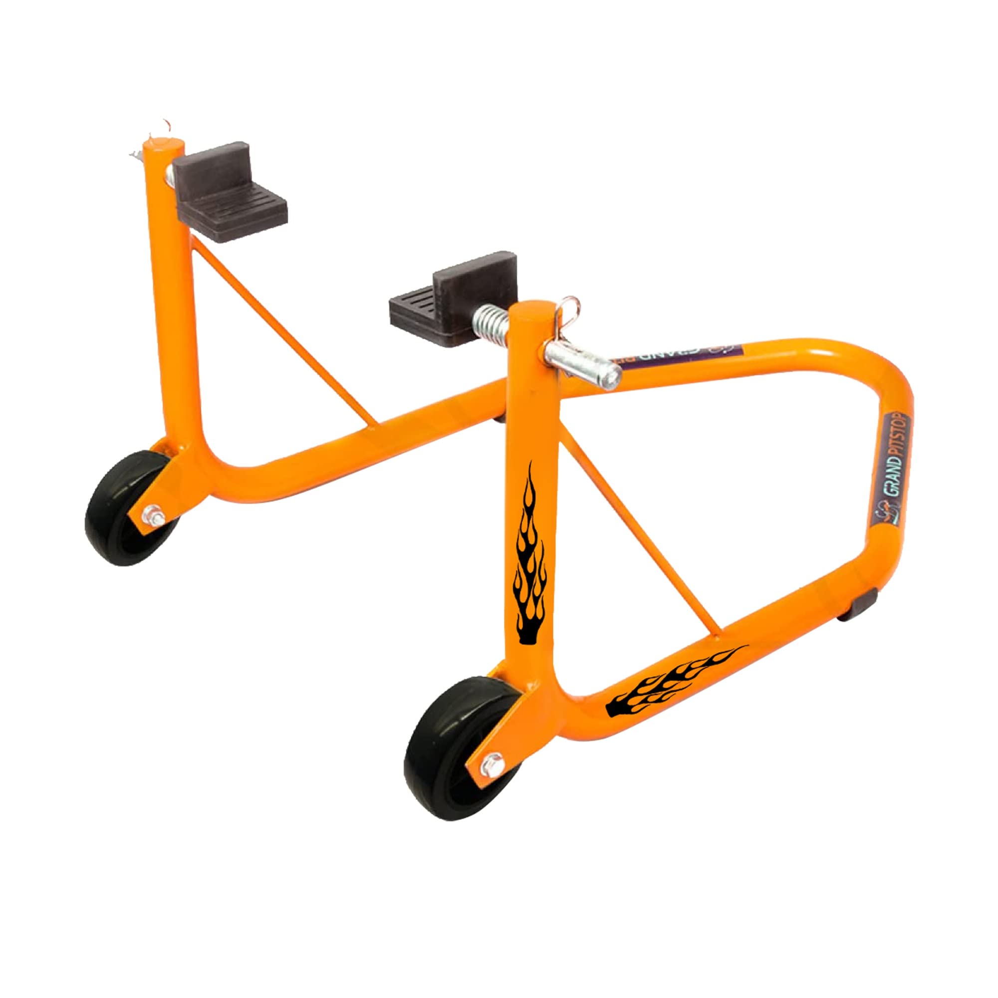 Grand Pitstop Universal Classic Rear Paddock Stand for Motorcycle with Swingarm Rest (Non-Dismantable, Orange, Motorcycle Weight Up to 350 Kgs)