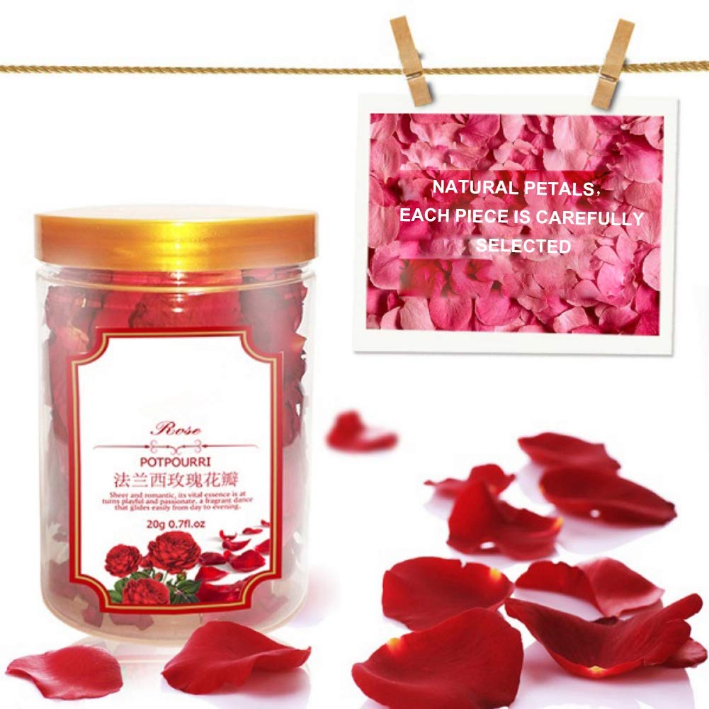 Ofanyia 20g Red Petal Roses Dried Rose Petals Real Rose Flower Petals for Body Foot Bath : Beauty & Personal Care
