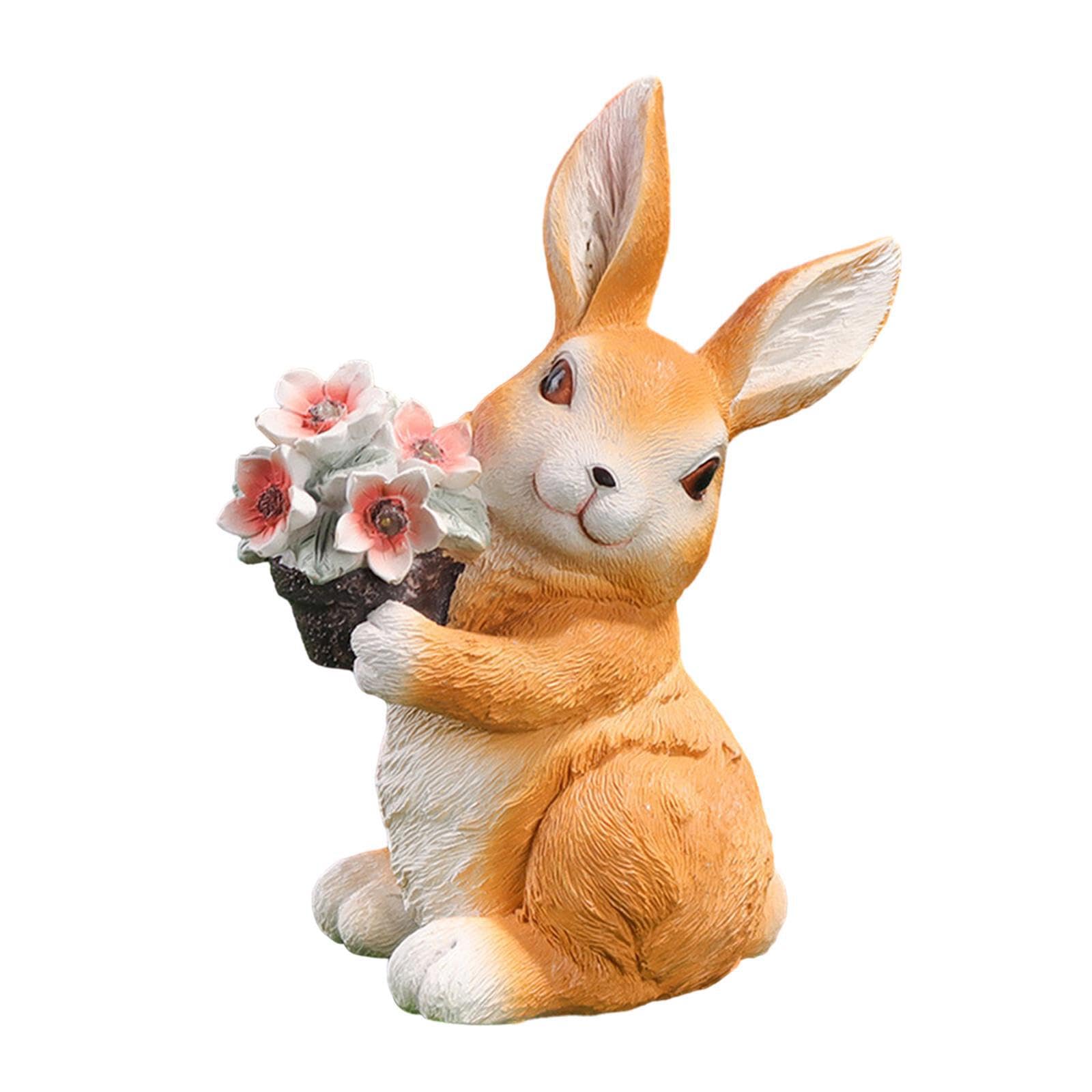 QUXVUIS Resin Garden Rabbit Decoration Statue Exquisite Craftsmanship Backyard Yard And Special Events Holiday Parties Festival Artwork Craft Collection Park