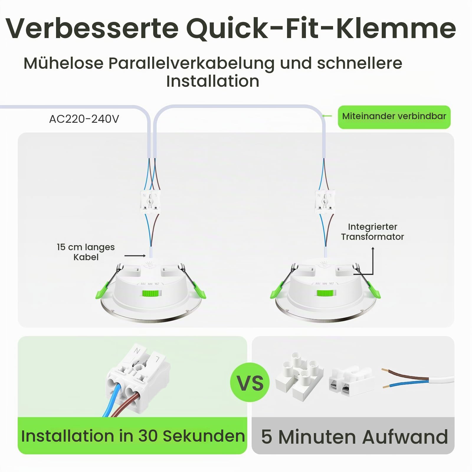 ALUSSO LIGHTING 12 Stück Einbaustrahler Led,5W 350 Lumen Led Einbaustrahler 230V Dimmbar,Deckenspots 3CCT 3000K 4000K 6500K Einstellbar Einbauleuchten,IP44 Deckenstrahler für Badezimmer,Küche,Nickel
