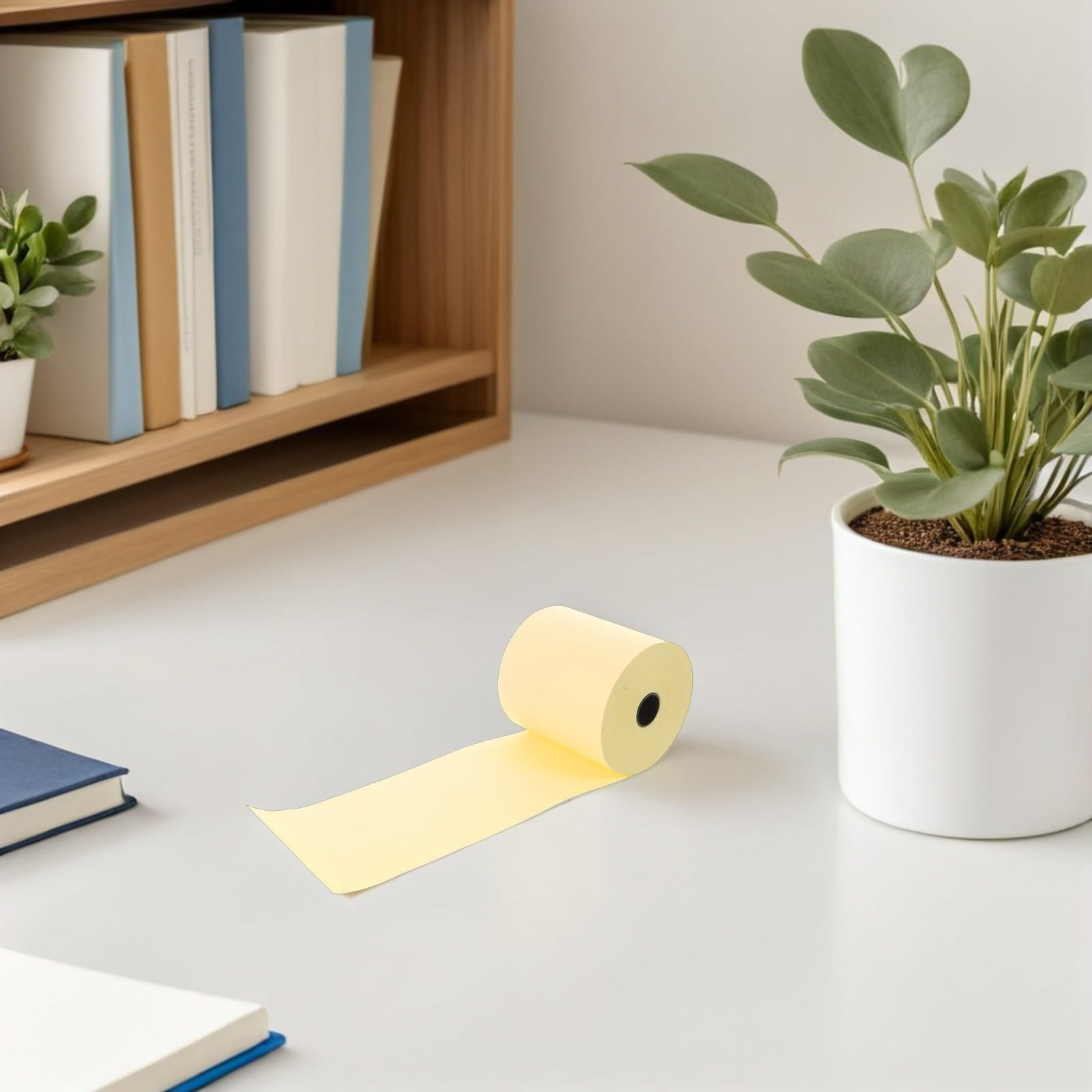 4 Rollos Rollo de Papel Térmico para Recibos 4 Rollos, Amarillo | Papel, Impresión Clara y Recubrimiento Resistente al Frío, Uso en Dispensadores de Tickets Hospitalarios y Cadenas