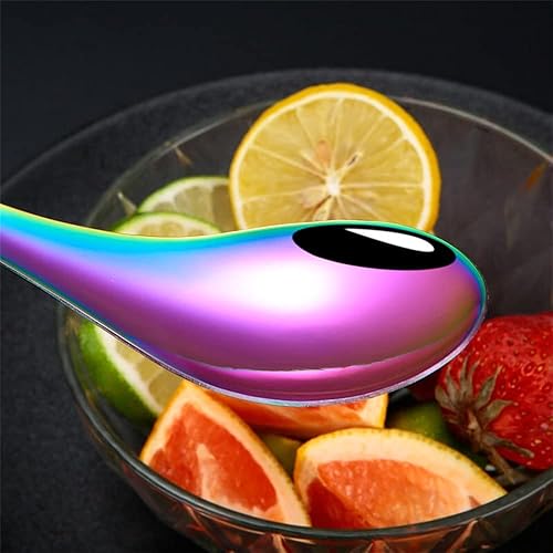 Miniatura 3 de Juego de cucharas de sopa y palillos chinos de metal para 4 personas, juego de cucharas reutilizables de acero inoxidable para ramen de mango corto,