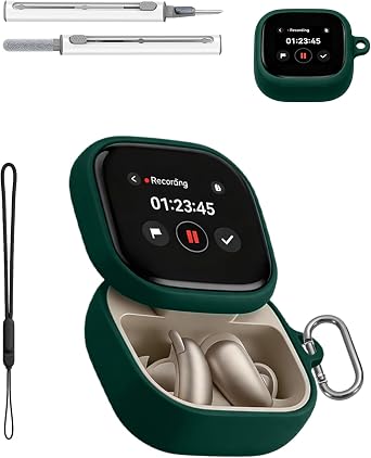 Case for Soundcore Liberty 5 Pro Max Silicone Protective Cover, Full-Body Protection with Anti-Shockproof,Scratch Protection, Includes Lanyard & Cleaning Kit Green