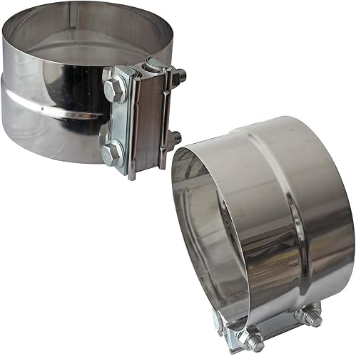2 abrazaderas de escape de 5 pulgadas de acero inoxidable para 5 pulgadas de diámetro interior a 5.5 pulgadas de diámetro exterior, abrazadera de