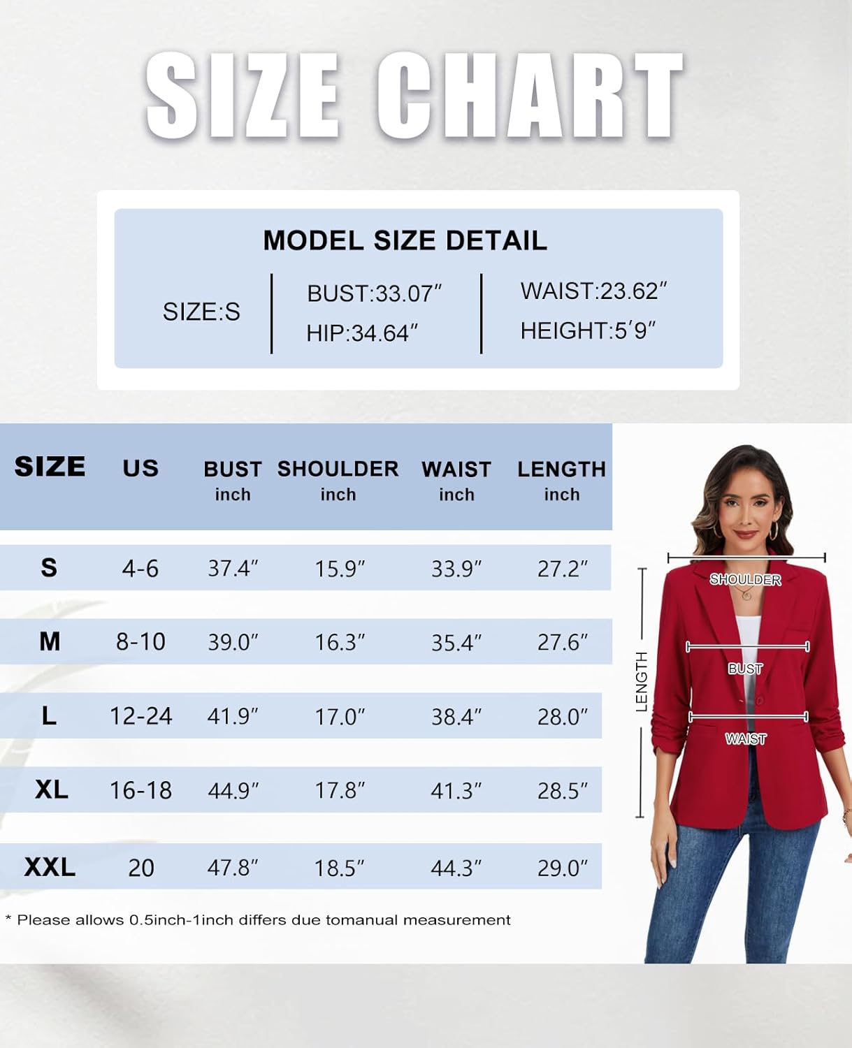 MINTLIMIT Ruched 3/4 Sleeve Blazer Jackets for Women Shoulder Pad Button Front Notch Lapel Casual Blazers with Pockets - Image 4