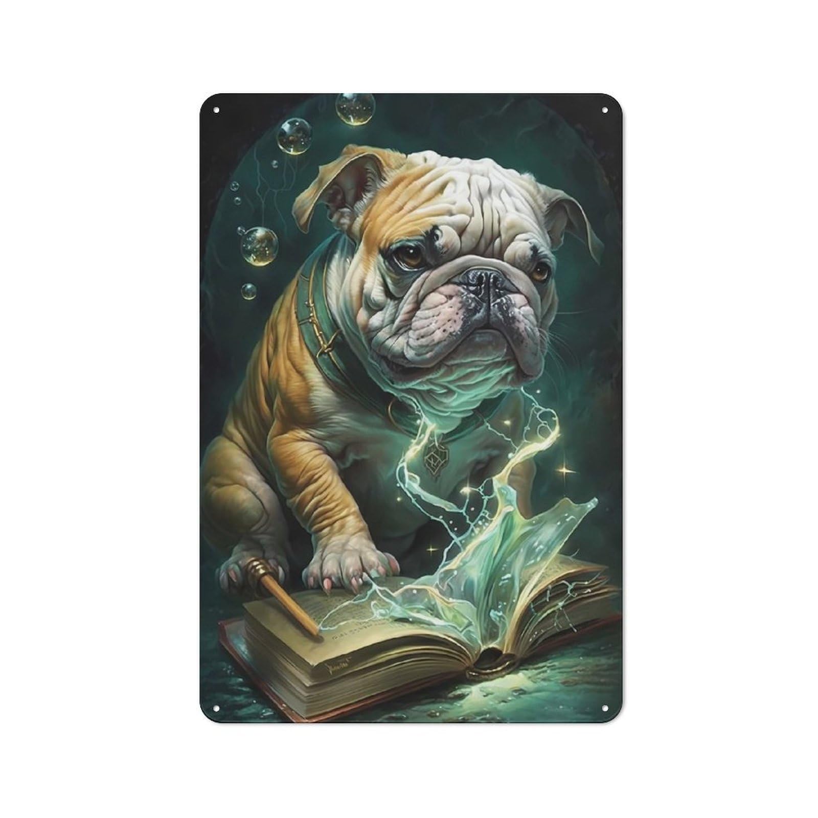 Junmoney Bulldog Dog Metal Sign 30X20cm With For Workshop Wall, Vintage Decor, A Decorative Christmas Gift For Metal Sign Collectors