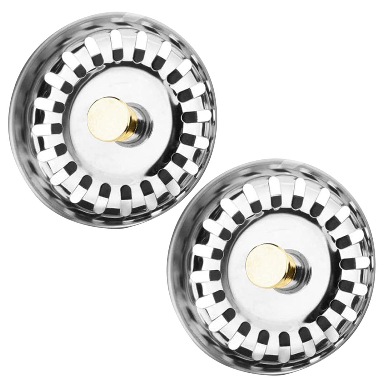 2 Pack 78mm Kitchen Sink Strainer Replacement Waste Plug Basin Drain Filter Steel