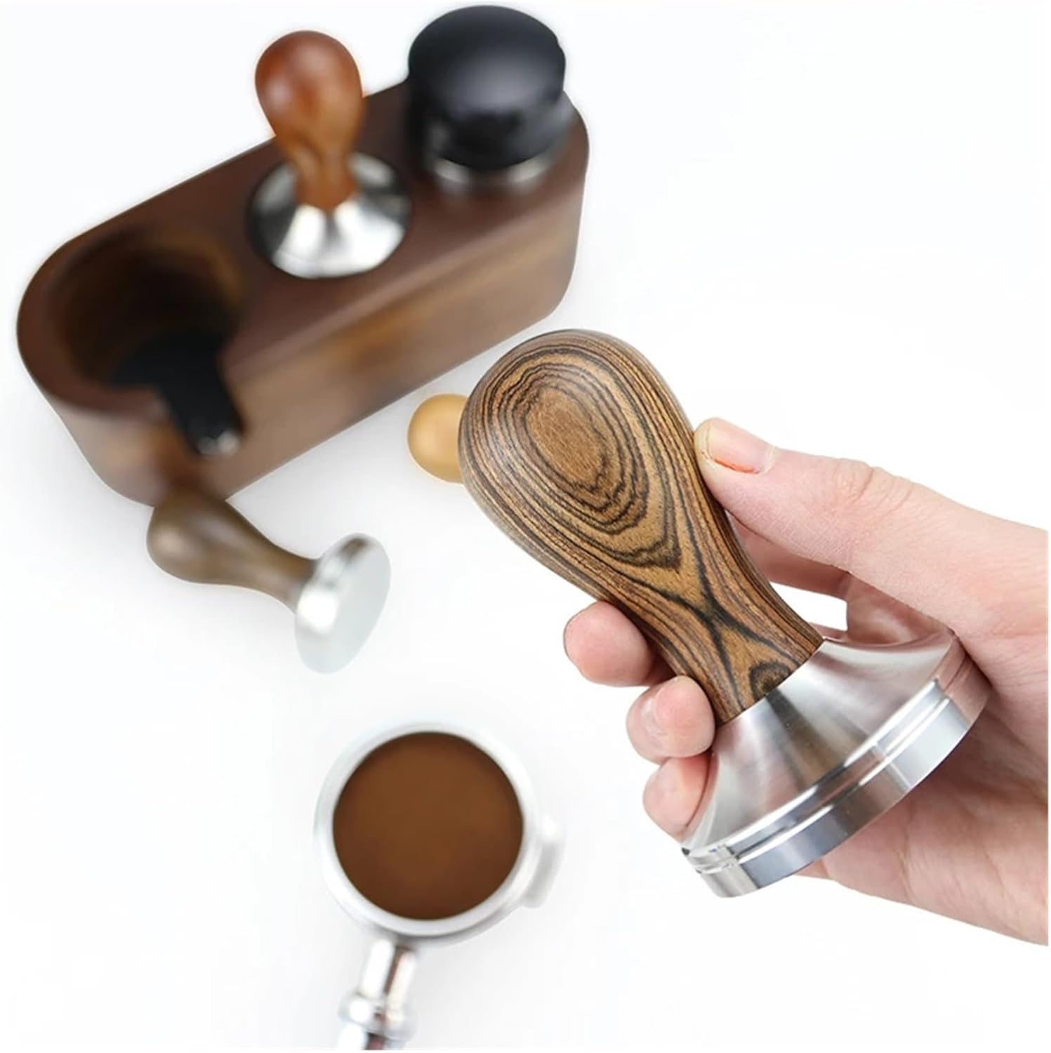 Coffee Tamper 51mm 53mm 57mm 58.5mm Stainless Steel,Compatible For Delonghi Barista Espresso Maker Accessories Corner Tools(58.35mm,Mobile tablets)