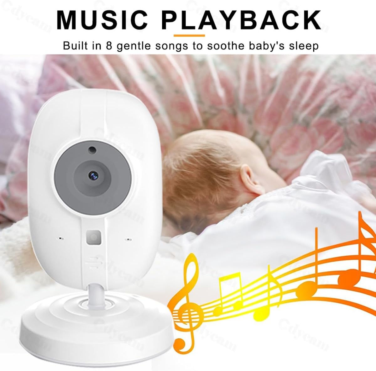 Babá Eletrônica, 3.5" Bebê Câmera Monitor Vídeo, Microfone Embutido nos 2 Lados, Visão nocturna,Temperatura Ambiente，Detecção de Som VOX, Canção de Ninar, Actualizado e melhor do que VB603