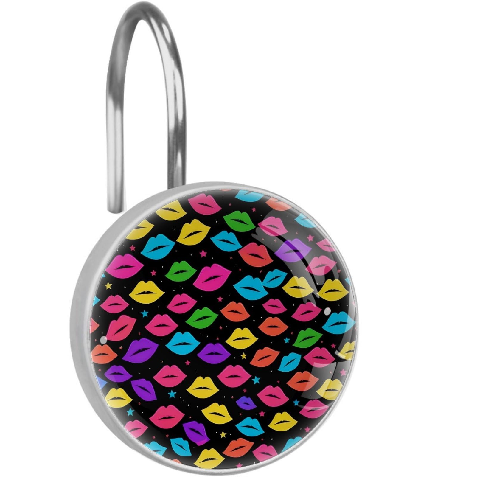 VAPOKF Decorative Shower Curtain Hook, Rainbow Lip Rustproof Stainless Steel Shower Curtain Hook for Bathroom, Shower Curtain Hangers for Shower Rod