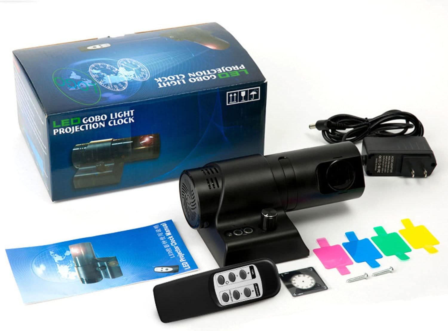 Projection Clock, Clock with 180° Rotatable Projector, Adjustable Brightness for Screen and Projection,alarm Clock for Bedroom,easily Switch Between Roman Numeral Dials, Arabic Numeral Dials,Black