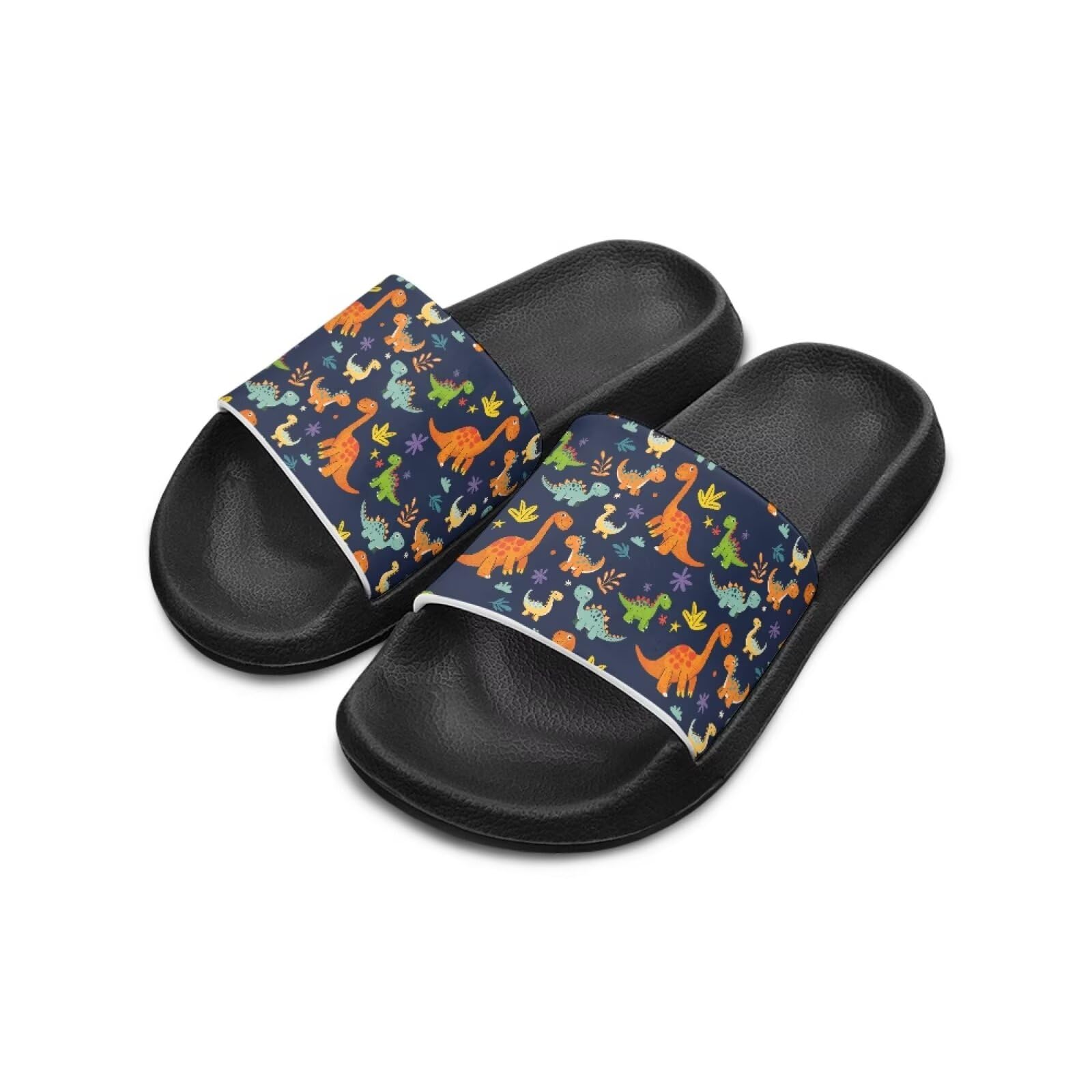 Howilath Cartoon Dinosaur Print Boys Slides Open Toe Sandals Cute Pillow Slippers for Kids Summer Slippers Beach Pool Shoes with EVA Sole Quick Dry Non-Slip Sandal
