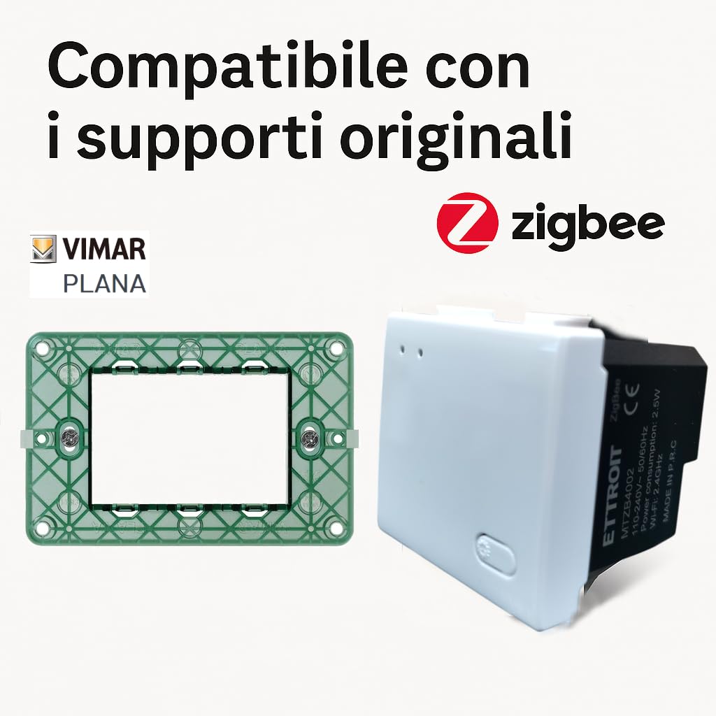 Elektronova Gateway zigbee smart Wifi frutto modulo ad incasso compatibile con supporti Vimar Plana bianco