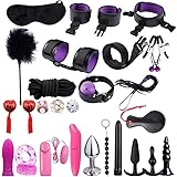 Elolicu 26Pcs Sex Set Toy, Bundled Toolkit Sex Bondage Set Yoga Nylon Bundle Set PU Leather Bundled Tying Set SM Set Perfect for Couples Gameplay Couples Adults Sexy