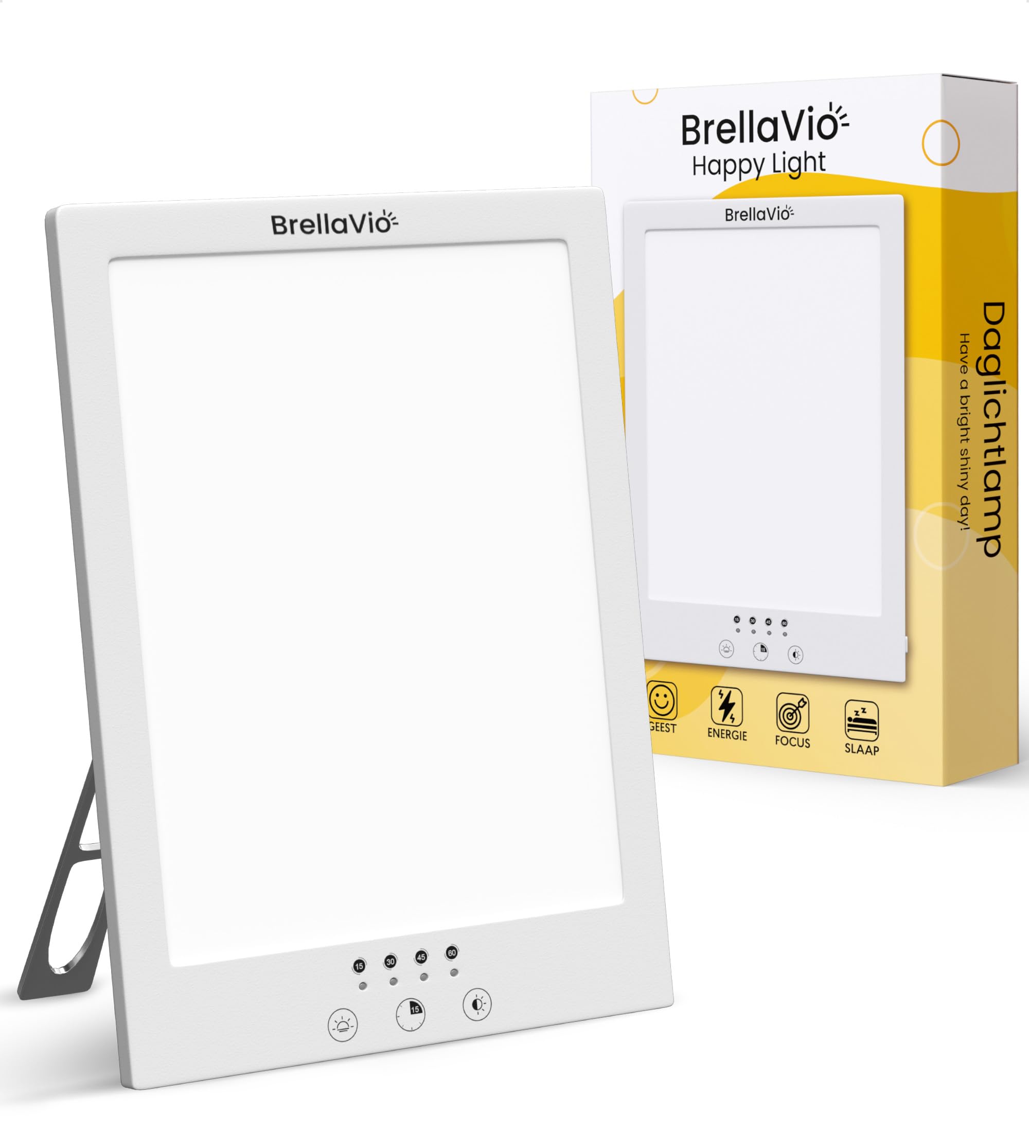 BrellaVio Lampada diurna 12.000 Lux – con custodia – Lampada per terapia della luce contro la depressione invernale – Luce diurna a LED per casa/ufficio – SAD Day Light Therapy Lamp – Luce solare
