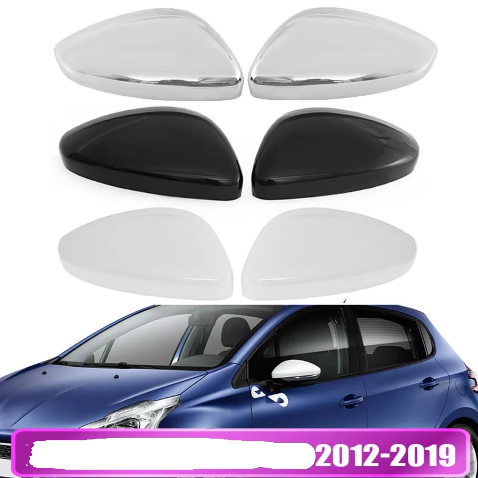 Couvercle Rétroviseur Porte Droite Pour Peugeot 208/2008 Gti 2012-2018, Coque Rétroviseur Gauche/droite Remplacement(Chrome Left)