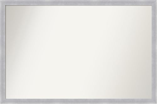 Amanti Art Custom Mirror, Grace Brushed Nickel Narrow Bathroom Mirror, Wall Mirror or Bathroom Vanity Mirror Over Sink (24 x 36 in.) Non-Beveled