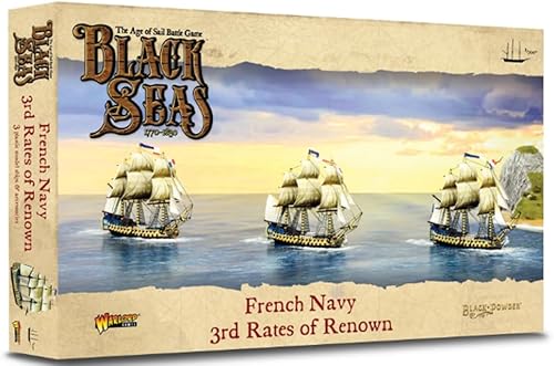 WarLord Black Seas The Age of Sail Armada francesa 3rd Rates of Renown for Black Seas Table Top Ship Combat Battle War Game 792012002, sin pintar
