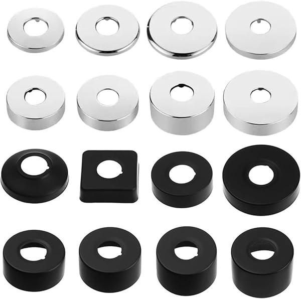 Lot de 2 robinets de douche noir Ø 25 mm (3/4"), rosace de recouvrement et filetée, cache tuyau - 5