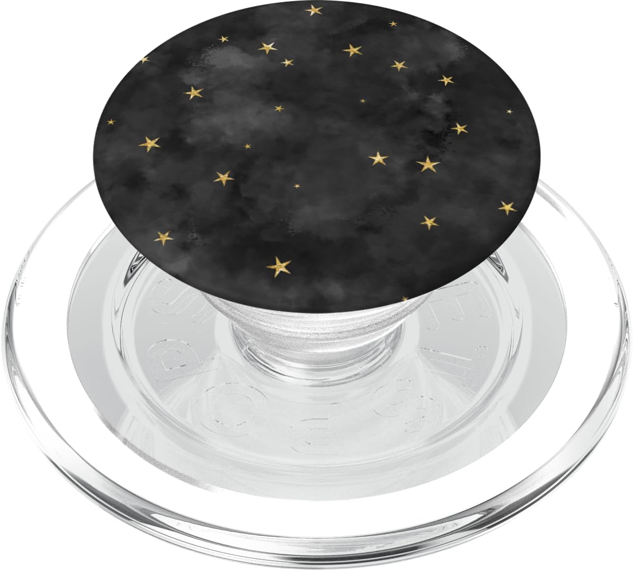 Starry Night Galaxy Tiny Golden Stars on Smoky Charcoal Gray PopSockets PopGrip for MagSafe