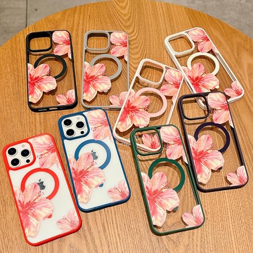Coque iPhone 15 Pro Max MagSafe fleur d'hibiscus translucide