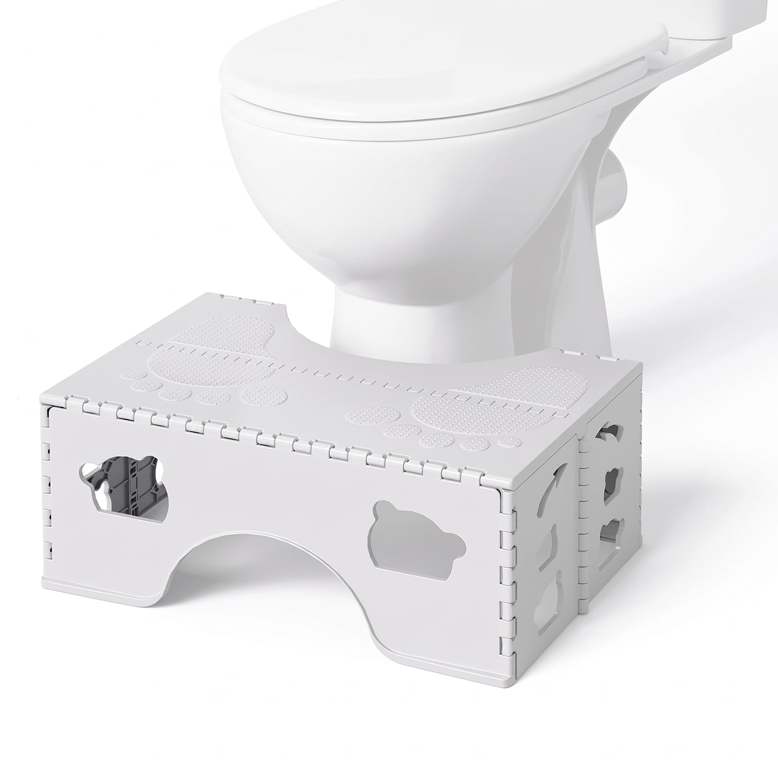 Photo 1 of WBKATN Foldable Toilet Stool Squat, 7 Inch Healthy Squatting Potty for Adults with Anti-Slip Feet, Portable Travel Poop Stool Adult, Lightweight & Easy Storage Bathroom Toilet Step Stool, Gray