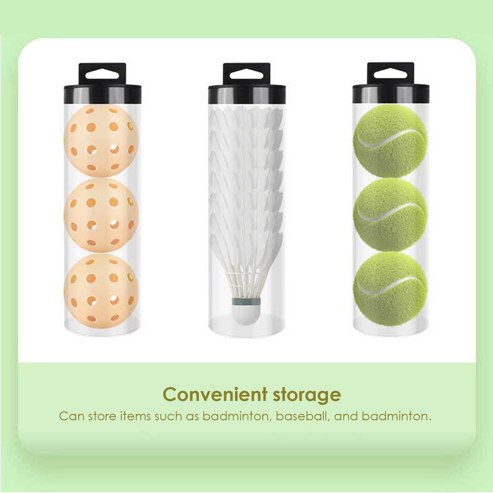 Cylindre de ballon de sport - Boîte de rangement ClearPS | Récipient transparent pour 3 ou 4 balles Tennis Baseball - Entraînement portable avec poignée antidérapante