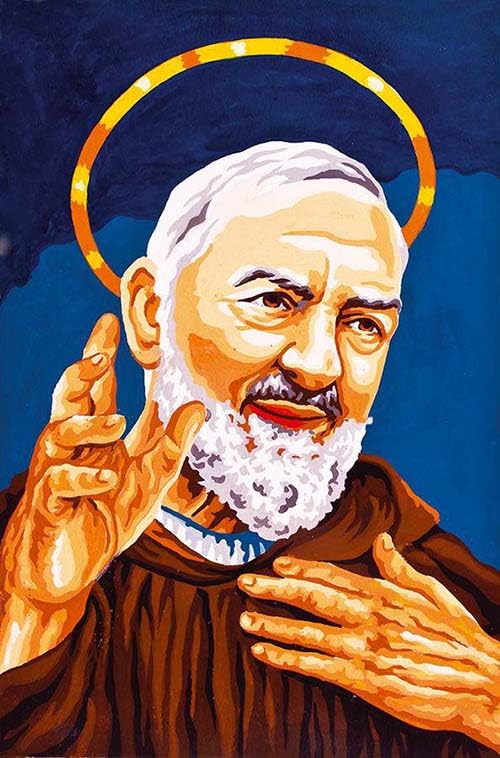 Generico Mezzopunto Mezzo Punto Stampato a Colori Completo di matassine Padre pio 22 x 30 Disegno ricamabile