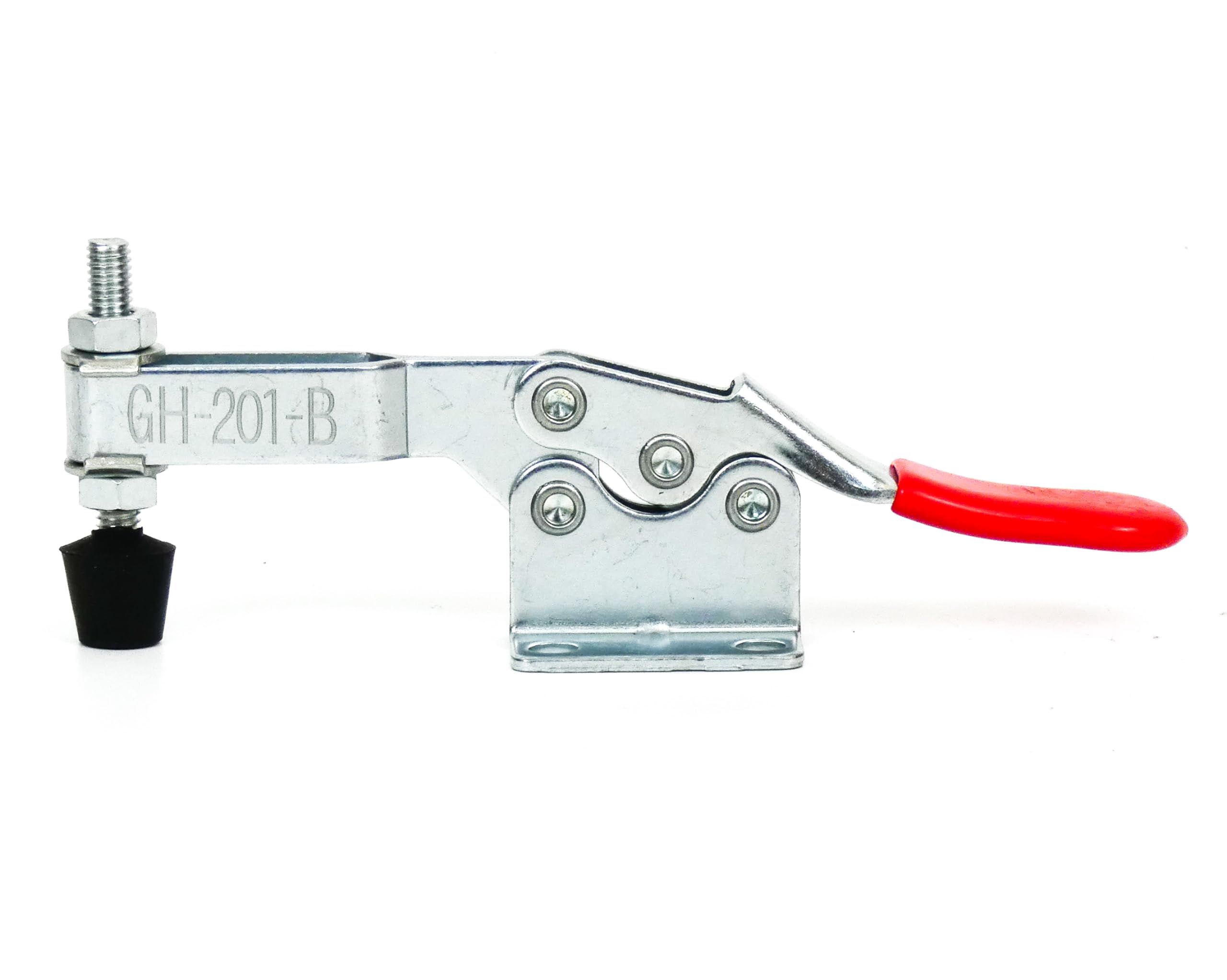 Kniehebelspanner, 90 kg Haltekraft, Type GH-201B, 1 Stück, Einstellbare Schnellspanner als Waagerechtspanner für Vorrichtungsbau, Montage, Maschinenbau, Holztechnik (1, GH-201B (90 kg))