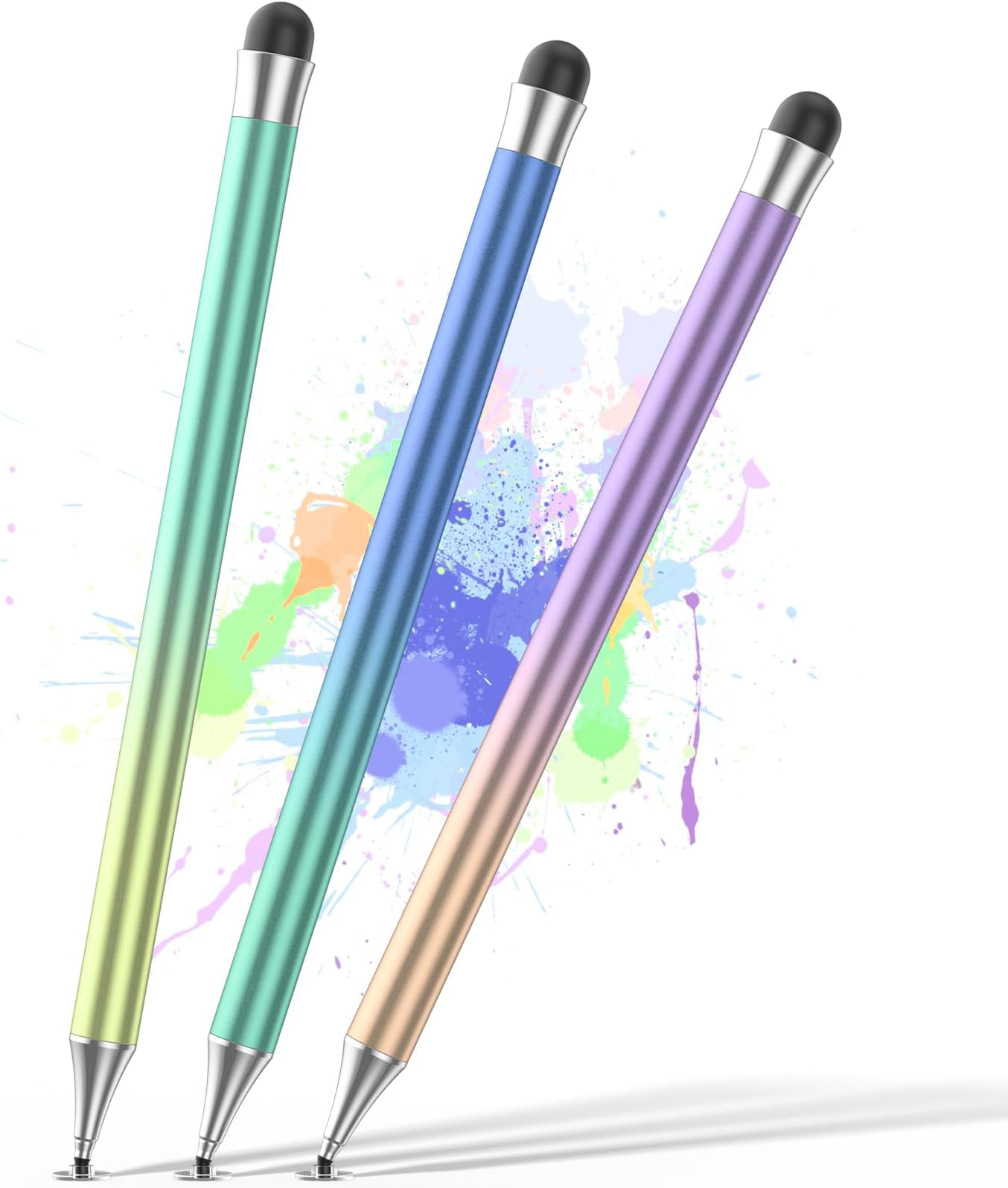 Stylus Pens for Touch Screens, Round Disk Tip Stylus Pen for iPad Compatible with/Tablet/Android/iPad/iPhone/iOS and All Capacitive Touch Screens (Corlorful-3pcs)