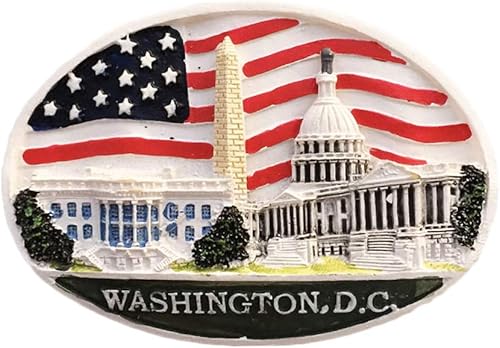 Washington D.C. Bandera ovalada 3D de Estados Unidos para refrigerador, recuerdos, resina hecha a mano, calcomanías magnéticas para decoración del