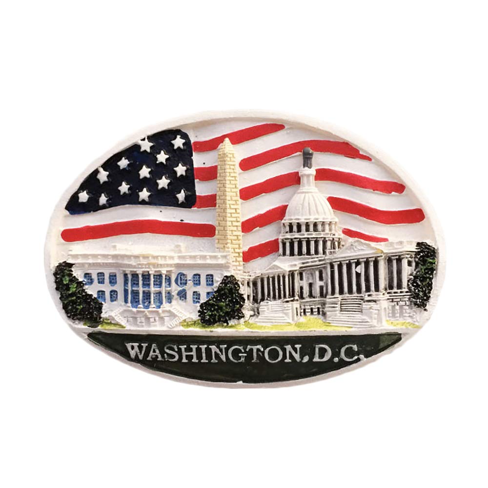 Wedarego Washington,D.c. Usa 3D Oval Flag Refrigerator Magnet Souvenirs Handmade Resin Magnetic Stickers Home Kitchen Decoration,Washington Fridge Magnet Collection Gift