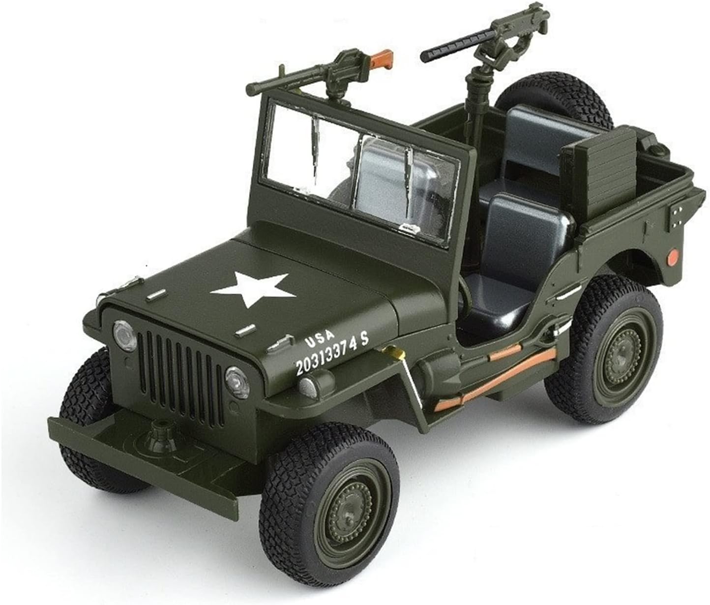 Simulación Modelo Coche En Miniatura Juguete Coche 1:32 para Willys Camuflaje Militar Todoterreno Vehículo Aleación Cinturón Ametralladora WWII Coche De Juguete para Niños ( Color : Verde )