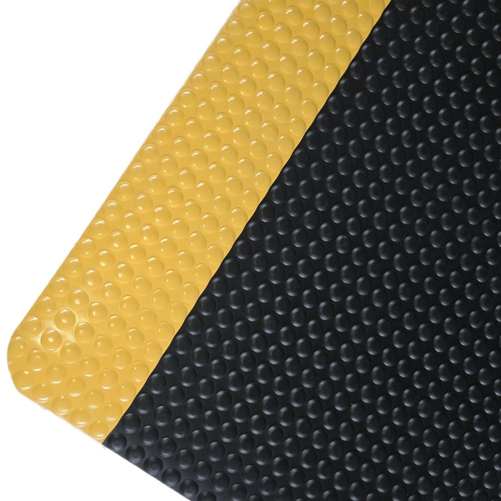 Steinbock Anti-Ermüdungsmatte ErgoSoft Strong | BxL 600 x 1.000 mm | 2-lagig | rutschfest | schwarz/gelb | 15 mm Stärke | für den 1- bis 3-Schichtbetrieb | mit Halbkugelprofil | leichte Reinigung