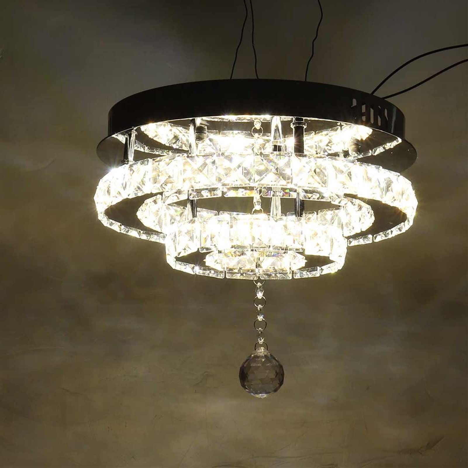 Plafonnier LED dimmable 30 cm en cristal avec télécommande pour un éclairage sur mesure