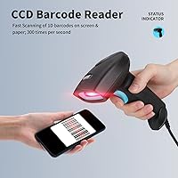 Vista 4 de Escáner de código de barras USB 1D con cable CCD, lector de código de barras compatible con pantalla, escáneres de código de barras para tienda