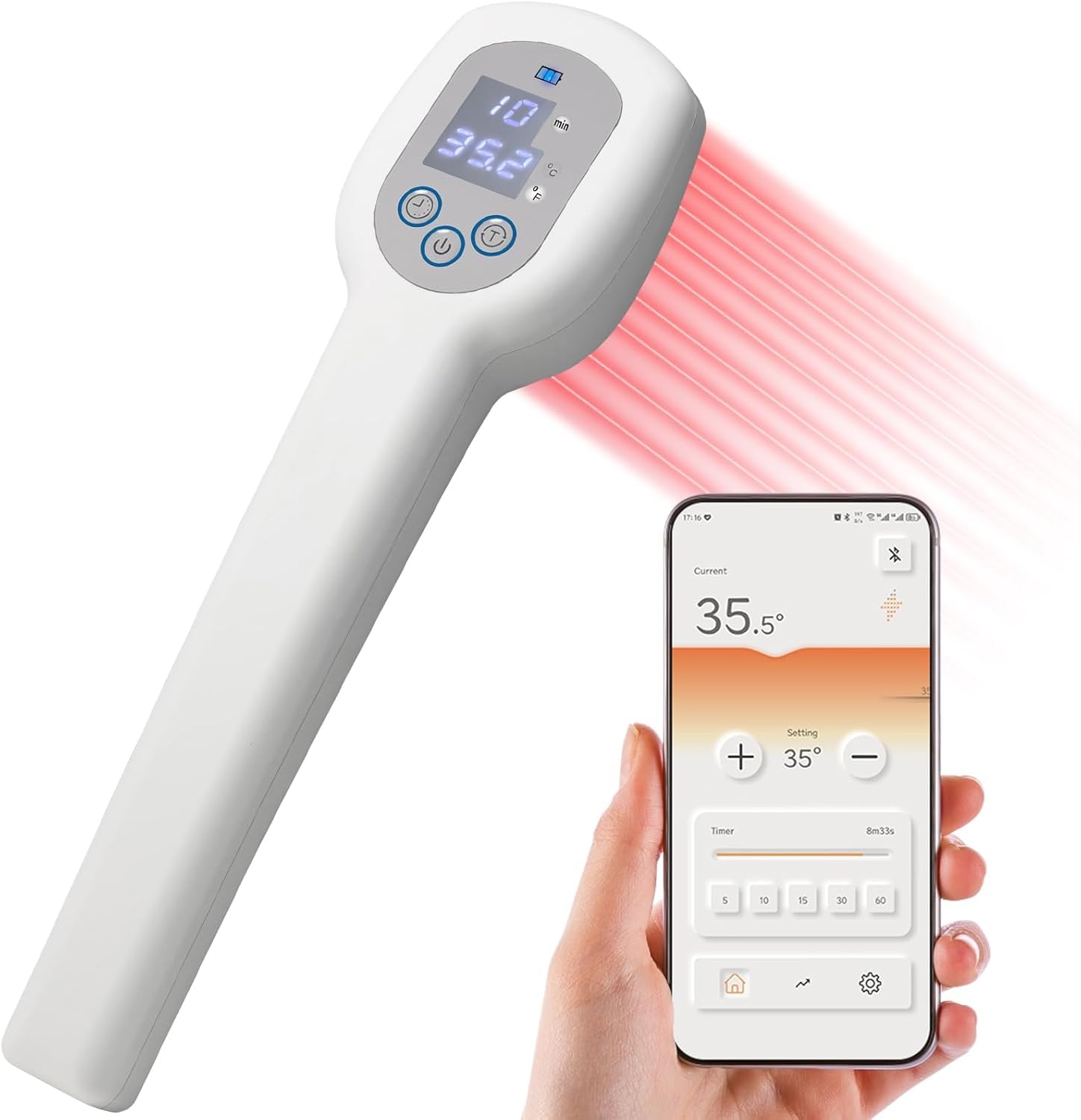 Red Light Therapy Device with Far-Infrared 14000nm & Near-Infrared 650nm, Handheld Cold Laser Therapy Wand for Pain Relief in Muscles and Joints – 5 Modes, Timing Function for Humans, Pets, Dogs, Cats