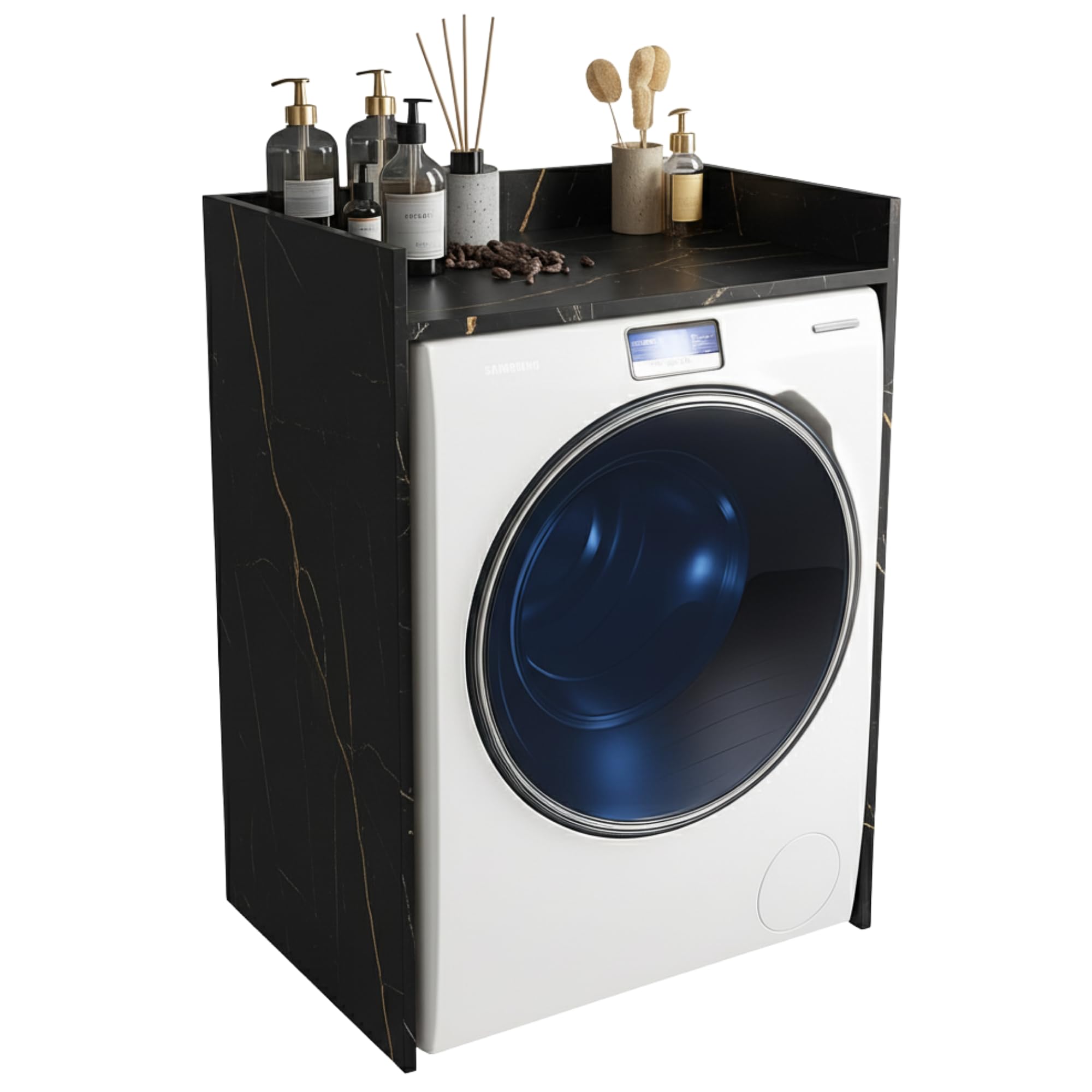 INNOVAHOME Armario para Lavadora Robusto 18mm - Mueble con Protección Antivibración, Borde Alto y Solución de Almacenaje para Lavadero, 66x97x62cm, San Sebastián