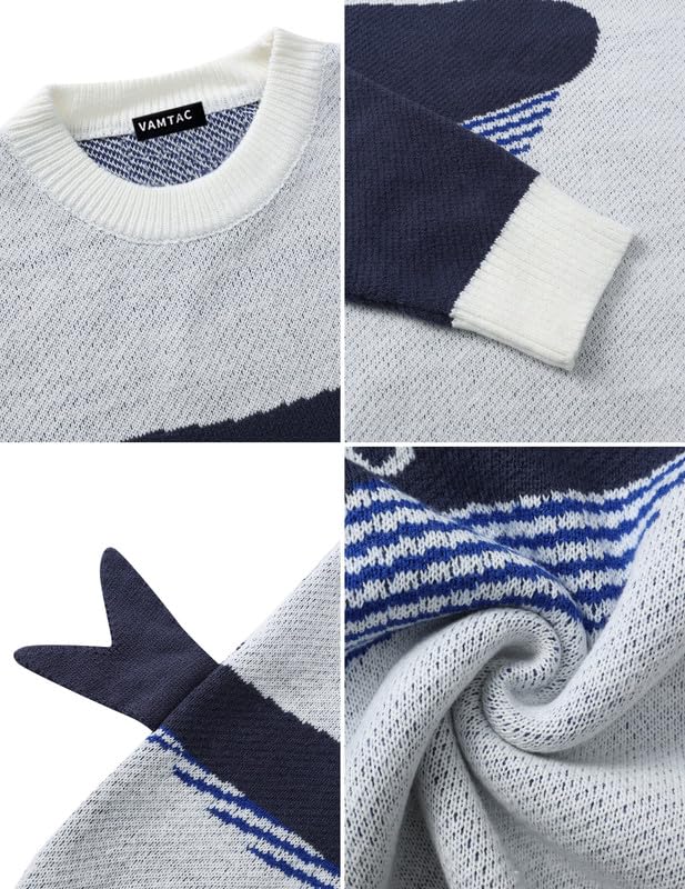 Image of Vamtac Mens Oversized Sweater Vintage Graphic Pullover Crewneck Knit Jumper Y2K Unisex Streetwear 2026 Fall Tops