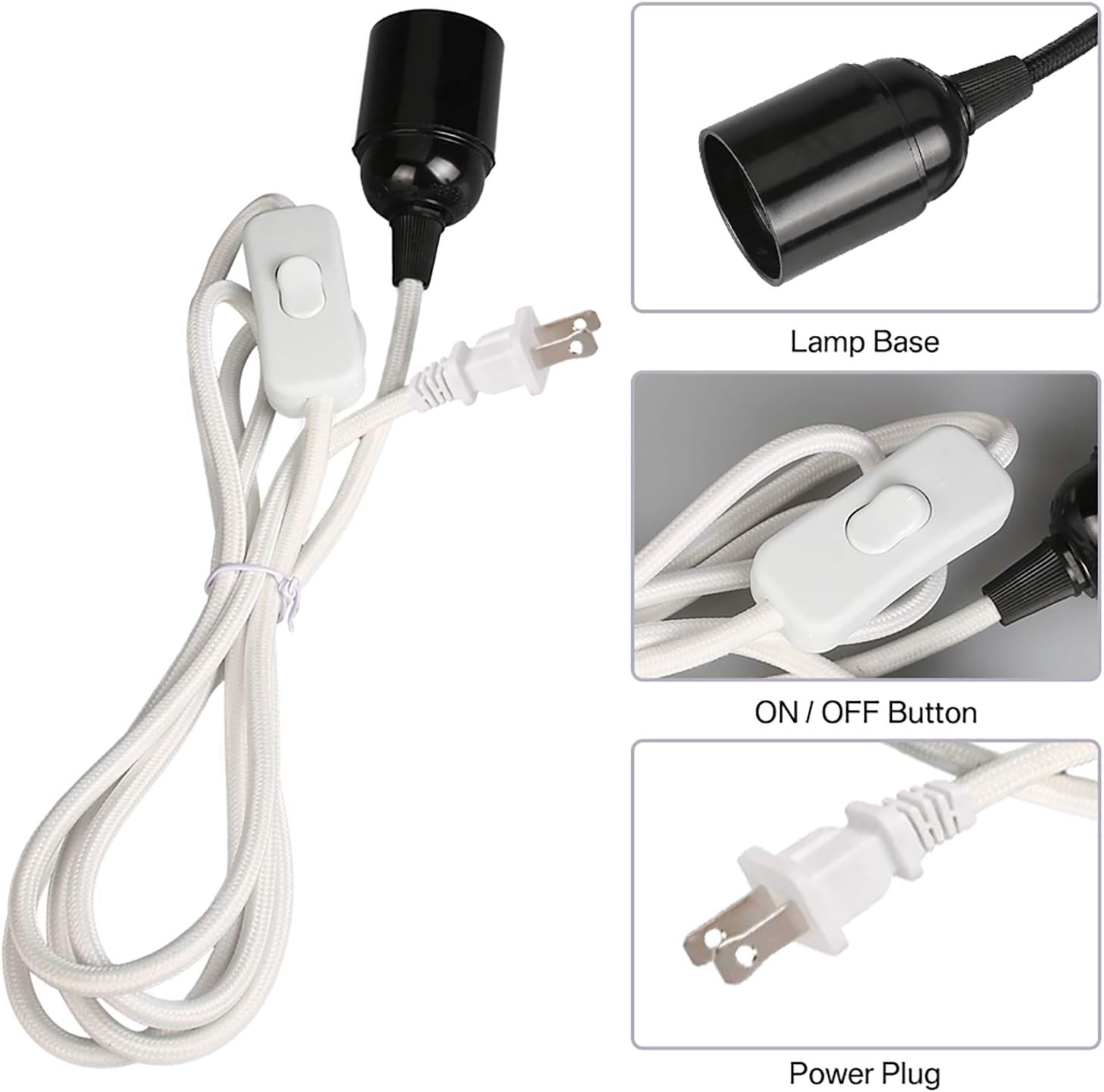 Exсluѕіvе Dіѕсоunt 🔥 Neween Extension Hanging Lantern Cord Cable 15ft E26 E27 Socket with On/Off Switch, White Plug-in Pendant Lighting Corded Light Socket for DIY Project Kitchen Bedroom Living Room