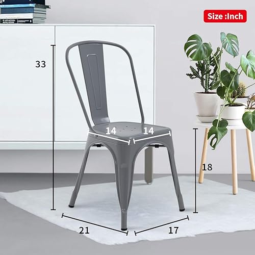 Miniatura 3 de FDW Juego de 4 sillas de comedor para interioresexteriores, metal, altura del asiento de 18 pulgadas, capacidad de peso de 330 libras, apilables,