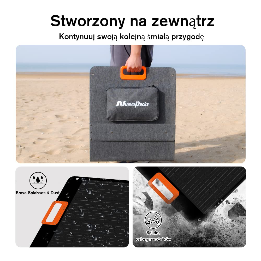 Składany panel słoneczny do przenośnej stacji zasilania Nuevopacks 1200W/2000W i Vaetuka 1200W/2000W ładowarka słoneczna z 2 wyjściami USB,generator słoneczny zewnętrzny 200 W na kemping i do ogrodu