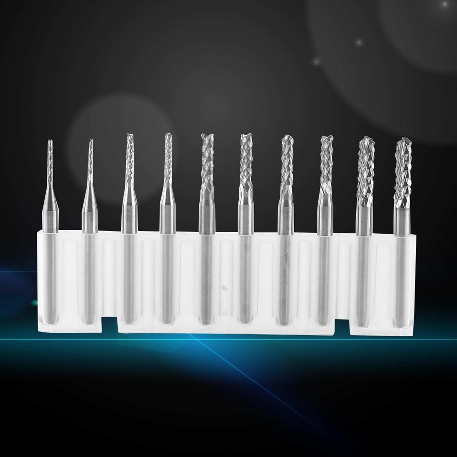 Juego de 10 fresas de carburo de tungsteno, herramientas de corte de fresa de carburo con bordes afilados para fresado de PCB, diámetros de 1,0, 1,5, 2,0, 2,5 y 3,0 mm, para