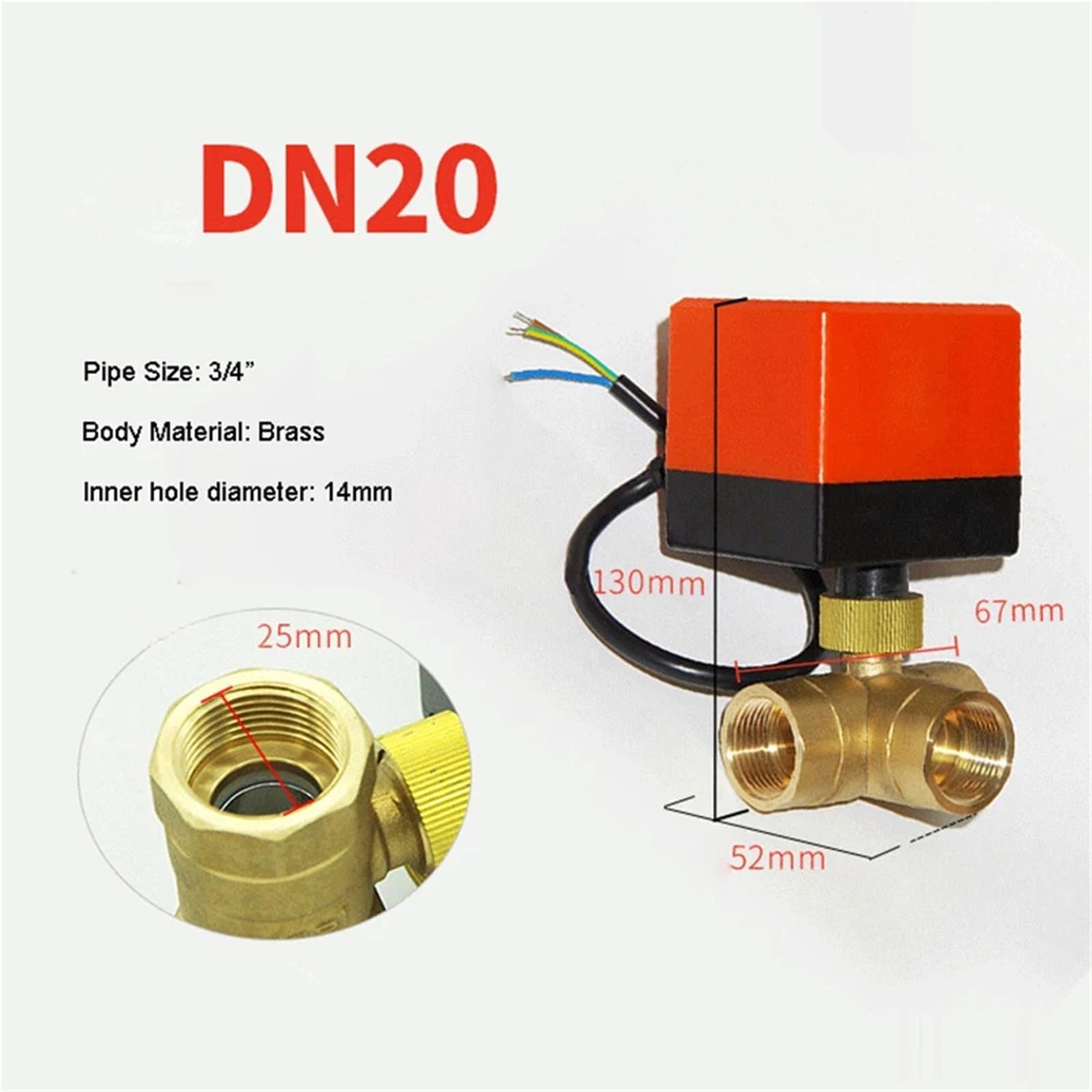 3-drożny zmotoryzowany zawór kulowy DN15 DN20 DN25 DN40 220 V 12 V 24 V 3 przewody 2 sterujące mosiężny zawór kulowy (DN15,12VDC)