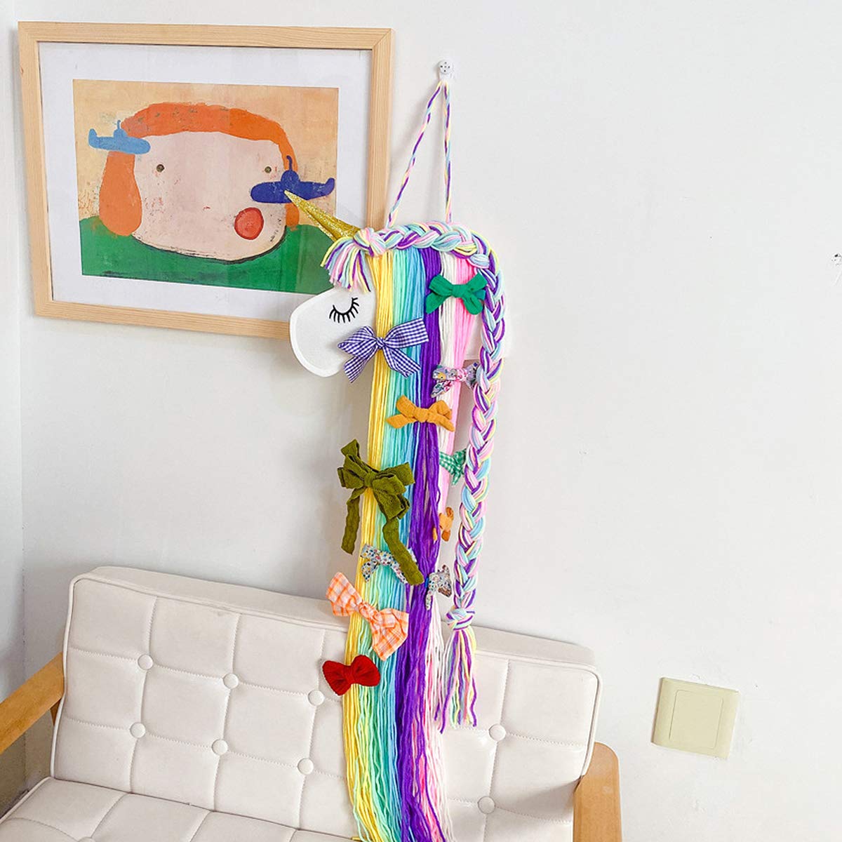 Unicornio Pinza Pelo Organizador Cabello Diadema Colgante Almacenamiento 2 Piezas para Niñas Bebé Habitación Fiestas