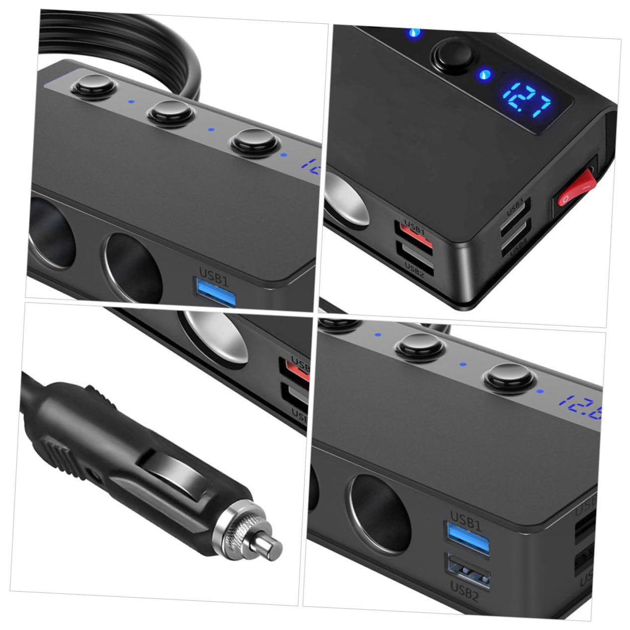 GALPADA Cargador de Coche con USB y Salidas de Adaptador para Accesorios de Vehículo Compatible con GPS Dvr