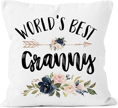 World's Best - Funda de almohada de 18 x 18 pulgadas, funda de almohada de cumpleaños para abuela, decoración cuadrada para el hogar, dormitorio,